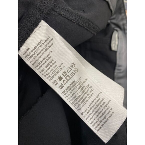 Eddie Bauer Convertible Cargo Black Pants Mens 40x34 Black Nylon Stretch Outdoor - Picture 8 of 14
